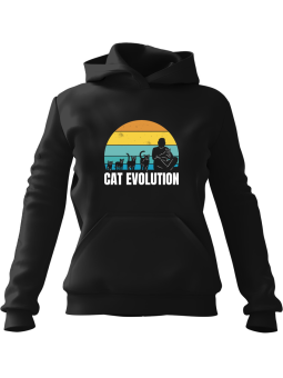 Bluza Damska z kapturem Cat Evolution Czarna - Modna Odzież z Nadrukami ?
