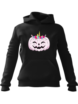 Bluza Damska z kapturem Dynia Jednorożec Czarna - Modna Odzież z Nadrukami ?