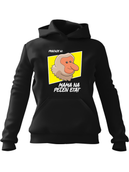 Bluza Damska z kapturem Mama na Pełen Etat Nosacz Czarna - Modna Odzież z Nadrukami ?