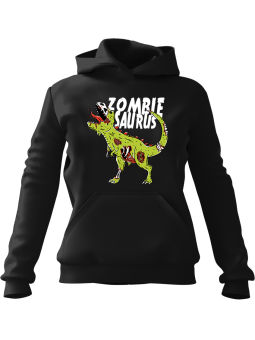 Bluza Damska z kapturem Zombiesaurus Czarna - Modna Odzież z Nadrukami ?
