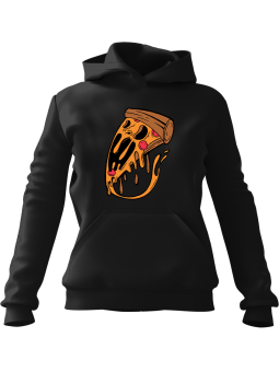 Bluza Damska z kapturem Monster Pizza Czarna - Modna Odzież z Nadrukami ?