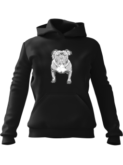 Bluza Damska z kapturem Pies BullDog Amerykański Czarna - Modna Odzież z Nadrukami ?