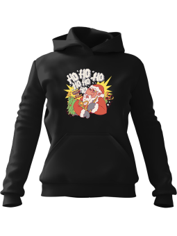 Bluza Damska z kapturem Bongo Mikołaj Czarna - Modna Odzież z Nadrukami ?