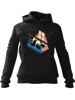 Bluza Damska z kapturem Śpiąca Panda Czarna - Modna Odzież z Nadrukami ?