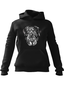 Bluza Damska z kapturem Rottweiler Czarna - Modna Odzież z Nadrukami ?