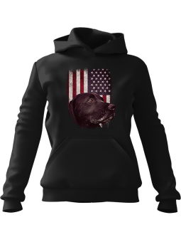 Bluza Damska z kapturem USA Pies Czarna - Modna Odzież z Nadrukami ?