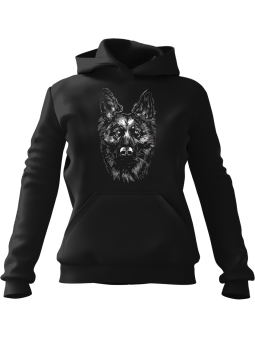 Bluza Damska z kapturem Owczarek Niemiecki Czarna - Modna Odzież z Nadrukami ?