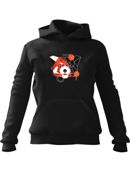 Bluza Damska z kapturem Czerwona Panda Czarna - Modna Odzież z Nadrukami ?