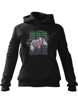 Bluza Damska z kapturem Poziom Strachu Czarna - Modna Odzież z Nadrukami ?