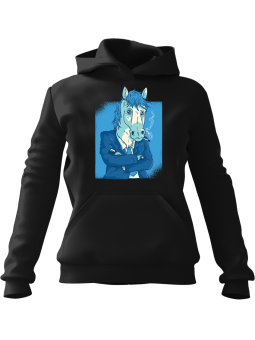 Bluza Męska z kapturem Koń w Garniturze Czarna - Śmieszne gadżety z Nadrukami ?