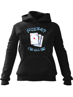 Bluza Damska z kapturem Poker All In Czarna - Modna Odzież z Nadrukami ?