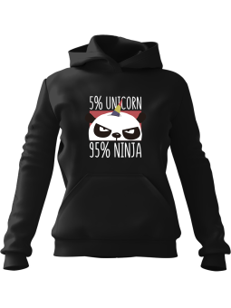 Bluza Damska z kapturem Panda Jednorożec Czarna - Modna Odzież z Nadrukami ?