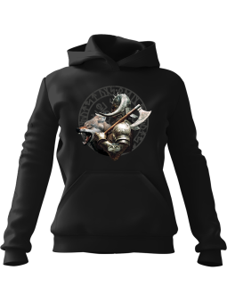 Bluza Damska z kapturem Wilk Viking Czarna - Modna Odzież z Nadrukami ?