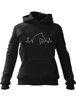 Bluza Damska z kapturem Koń Heartbeat Czarna - Modna Odzież z Nadrukami ?