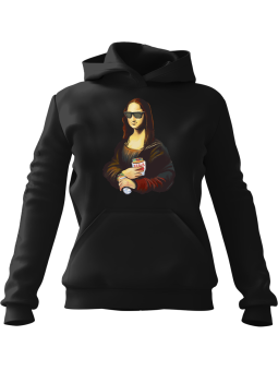 Bluza Damska z kapturem Mona Lisa z Kebabem Czarna - Modna Odzież z Nadrukami ?