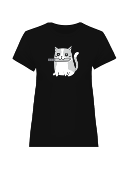 Koszulka Koszulka Damska Kot z Nożem Czarna - Śmieszne T-Shirty z Nadrukami ?