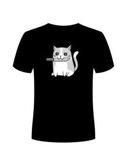 Koszulka Koszulka Męska Kot z Nożem Czarna - Śmieszne T-Shirty z Nadrukami ?