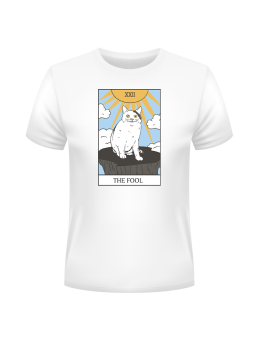 Koszulka Koszulka Męska Tarot Kot Biała - Śmieszne T-Shirty z Nadrukami ?