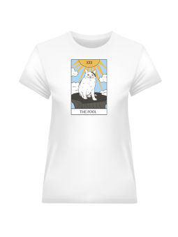 Koszulka Koszulka Damska Tarot Kot Biała - Śmieszne T-Shirty z Nadrukami ?