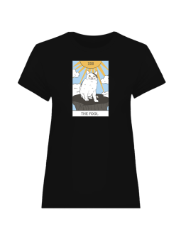 Koszulka Koszulka Damska Tarot Kot Czarna - Śmieszne T-Shirty z Nadrukami ?