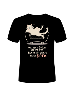 Koszulka Koszulka Męska Goście Zaakceptowani Przez Kota Czarna - Śmieszne T-Shirty z Nadrukami ?