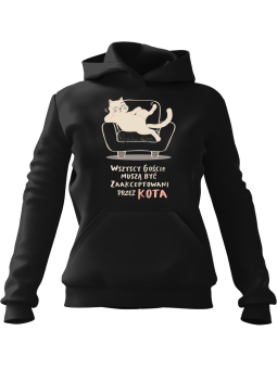 Bluza Męska z kapturem Goście Zaakceptowani Przez Kota Czarna - Śmieszne gadżety z Nadrukami ?