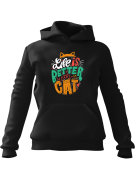 Bluza Męska z kapturem Life Is Better With A Cat Czarna - Śmieszne gadżety z Nadrukami ?