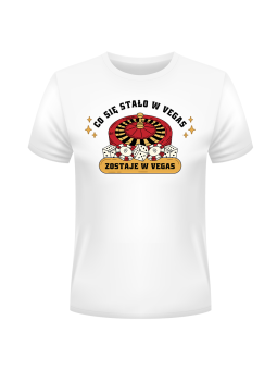 Koszulka Koszulka Męska Co Się Stało w Vegas, Zostaje w Vegas Biała - Śmieszne T-Shirty z Nadrukami ?