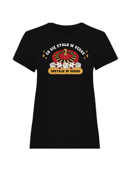 Koszulka Koszulka Damska Co Się Stało w Vegas, Zostaje w Vegas Czarna - Śmieszne T-Shirty z Nadrukami ?