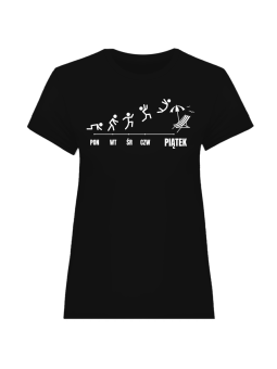 Koszulka Koszulka Damska Ewolucja Tygodnia Czarna - Śmieszne T-Shirty z Nadrukami ?