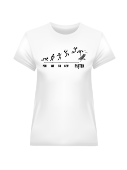 Koszulka Koszulka Damska Ewolucja Tygodnia Biała - Śmieszne T-Shirty z Nadrukami ?