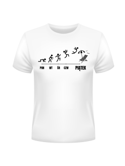 Koszulka Koszulka Męska Ewolucja Tygodnia Biała - Śmieszne T-Shirty z Nadrukami ?