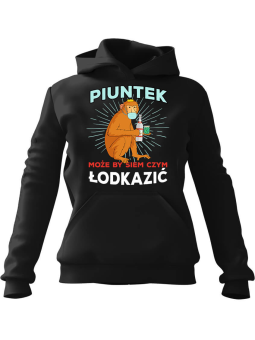 Bluza Damska z kapturem Piuntek Czarna - Modna Odzież z Nadrukami ?