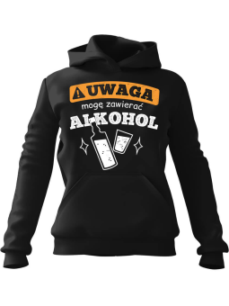 Bluza Damska z kapturem Zawieram Alkohol Czarna - Modna Odzież z Nadrukami ?