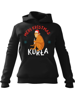 Bluza Damska z kapturem Mery Kristmas Czarna - Modna Odzież z Nadrukami ?