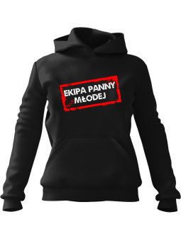 Bluza Damska z kapturem Ekipa Panny Młodej Czarna - Modna Odzież z Nadrukami ?