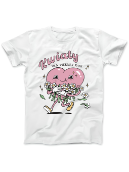 Koszulka Koszulka Damska Kwiaty dla Pięknej Pani Biała - Śmieszne T-Shirty z Nadrukami ?