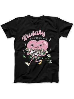 Koszulka Koszulka Damska Kwiaty dla Pięknej Pani Czarna - Śmieszne T-Shirty z Nadrukami ?