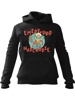 Bluza Damska z kapturem Emeryturo Nadchodzę Czarna - Modna Odzież z Nadrukami ?