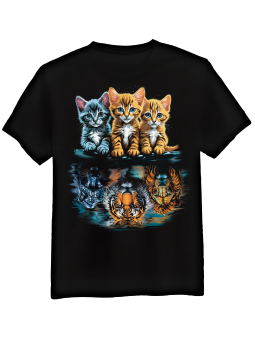 Koszulka Koszulka Męska Trzy Koty Czarna - Śmieszne T-Shirty z Nadrukami ?