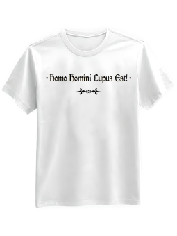 Koszulka Koszulka Męska 1670 Homo Homini Lupus Est Biała - Śmieszne T-Shirty z Nadrukami ?