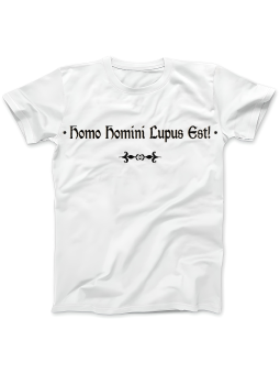 Koszulka Koszulka Damska 1670 Homo Homini Lupus Est Biała - Śmieszne T-Shirty z Nadrukami ?