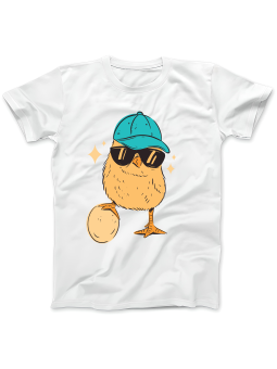 Koszulka Koszulka Damska Kurczak w Okularach Biała - Śmieszne T-Shirty z Nadrukami ?