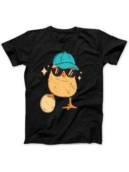 Koszulka Koszulka Damska Kurczak w Okularach Czarna - Śmieszne T-Shirty z Nadrukami ?