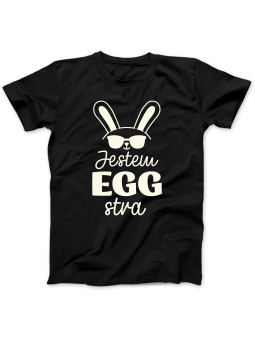 Koszulka Koszulka Damska Jestem EGGstra Czarna - Śmieszne T-Shirty z Nadrukami ?