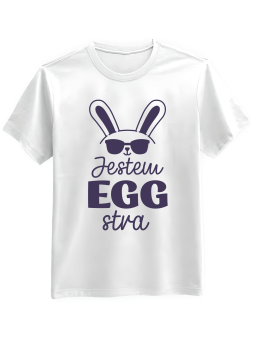 Koszulka Koszulka Męska Jestem EGGstra Biała - Śmieszne T-Shirty z Nadrukami ?