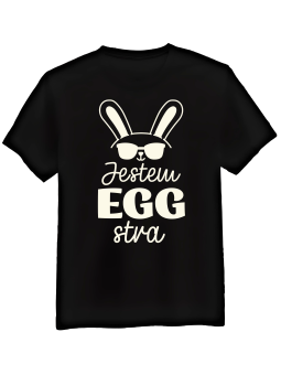 Koszulka Koszulka Męska Jestem EGGstra Czarna - Śmieszne T-Shirty z Nadrukami ?