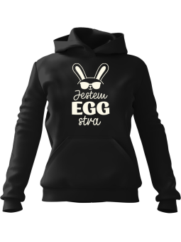 Bluza Damska z kapturem Jestem EGGstra Czarna - Modna Odzież z Nadrukami ?
