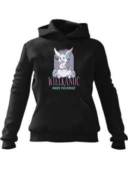 Bluza Damska z kapturem Wielkanoc Może Poczekać Czarna - Modna Odzież z Nadrukami ?