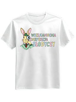 Koszulka Koszulka Męska Wielkanocna Inspekcja Słodyczy Biała - Śmieszne T-Shirty z Nadrukami ?